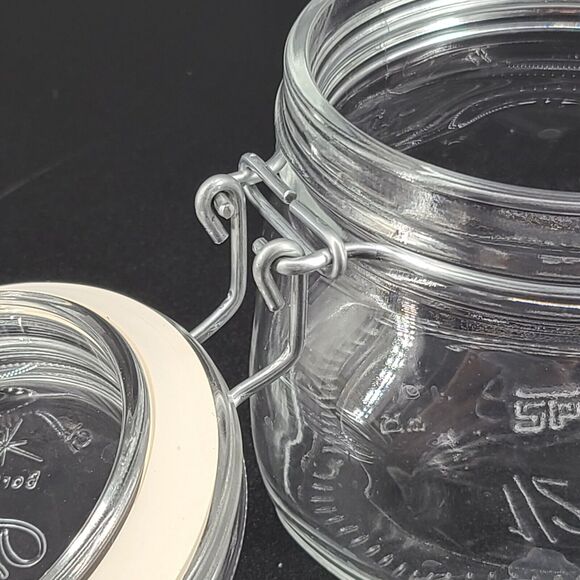 Fido Bormioli Rocco Wire Hinged Clear Glass 1/2 L Jar Made in Italy - Picture 6 of 7